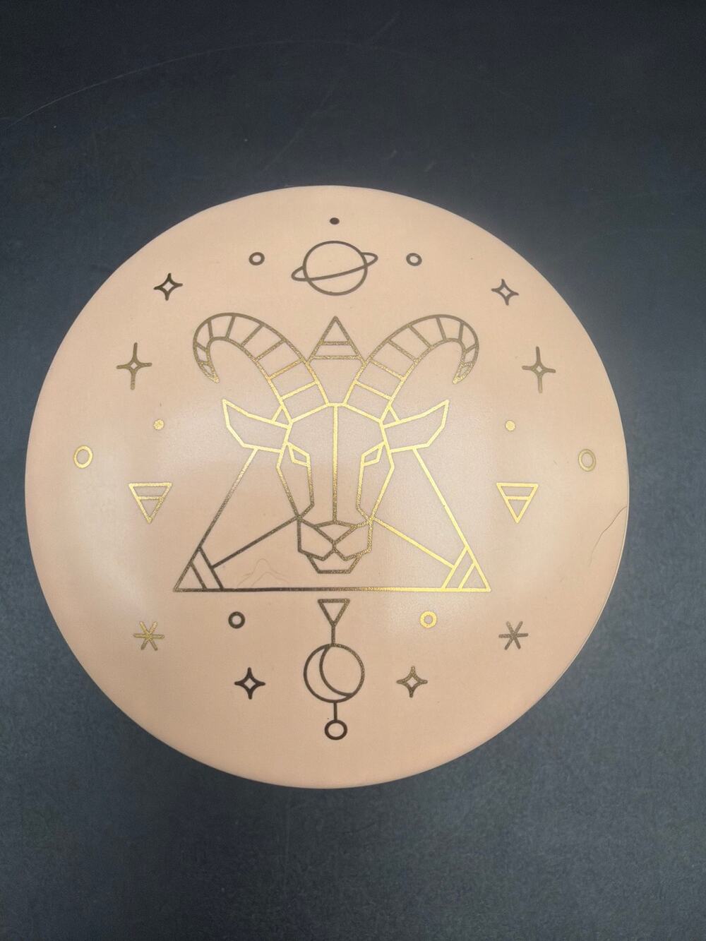 FRINGE Studio Capricorn Porcelain Trinket Box Zodiac Astrology Pink Round 3"x2"